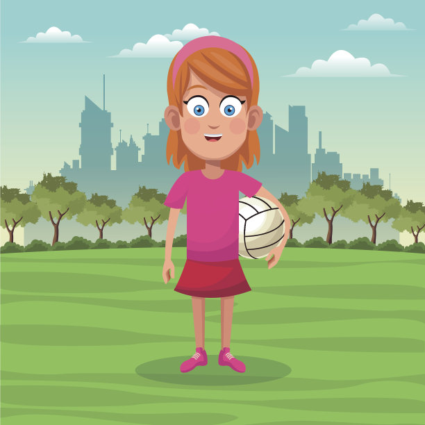 女孩运动活跃的公园城市背景图片下载