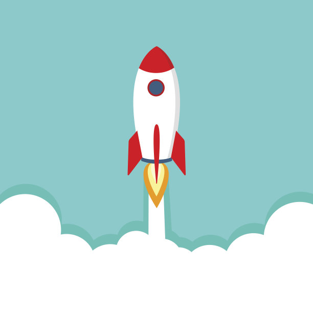 扁平式火箭。启动概念符号太空火箭飞船天空图标。图片下载