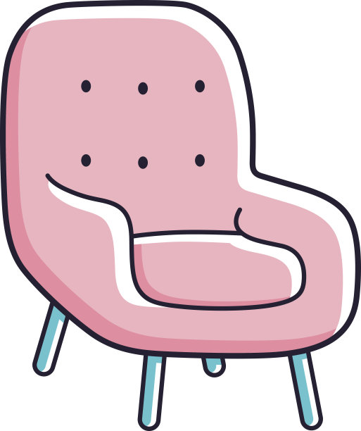 粉红色的扶手椅向量。图片下载