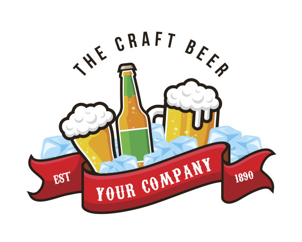 现代啤酒和啤酒厂徽章图标设计图片下载