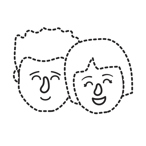 虚点形状头像夫妇头与发型设计图片下载