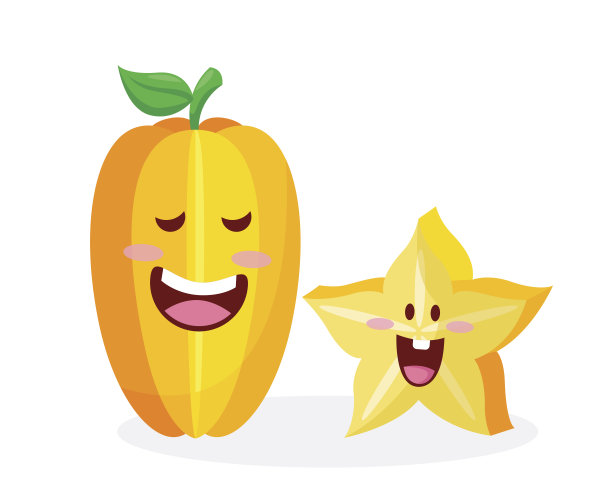 健康快乐有机杨桃角色插图图片下载