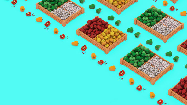 蔬菜在板条箱-辣椒和大蒜复制空间模板图片下载