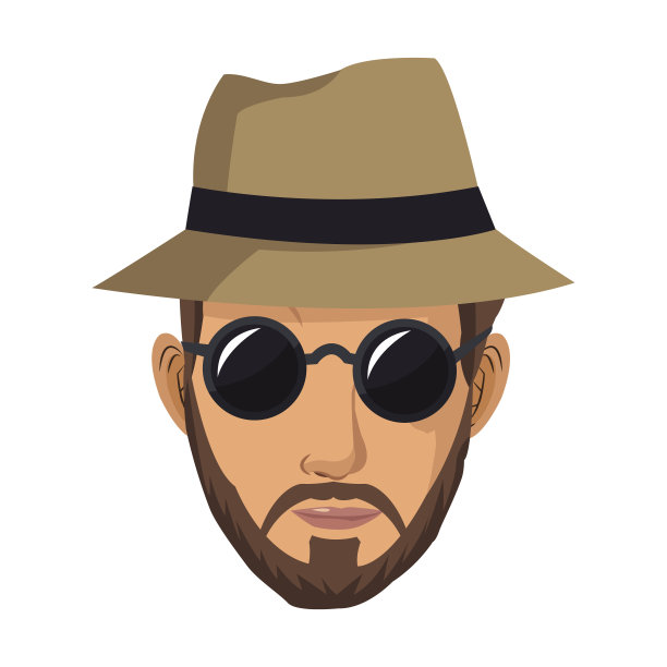 肖像男子胡子太阳镜帽子图片下载