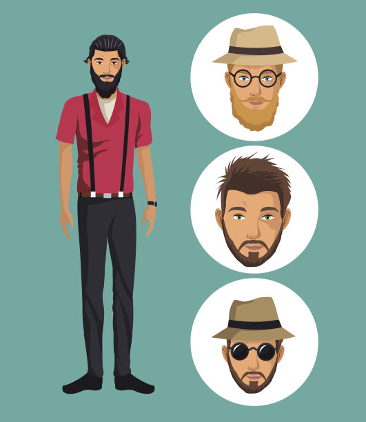 随意蓄着胡须、衣着时髦的男人图片下载