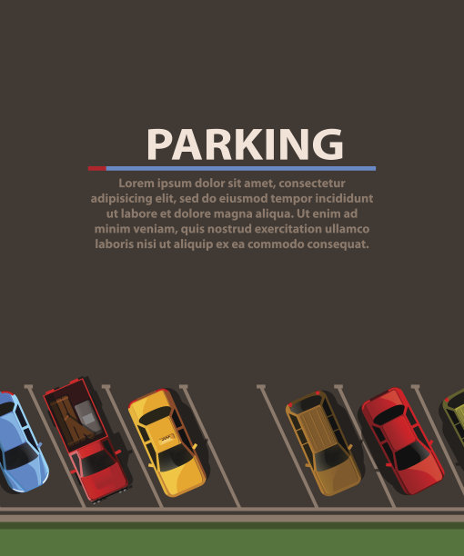 城市停车矢量网络横幅。停车位短缺。很多车停在拥挤的停车场。停车区域。图片下载