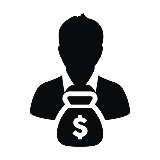 人图标向量与钱袋美元男性化身符号在象形文字图片下载