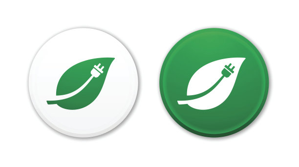 绿色电源叶片电力插头图标图片下载