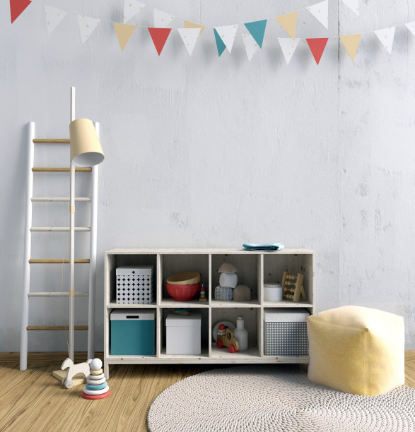 在孩子的内部模拟海报。游戏室。现代风格。三维演示图片下载