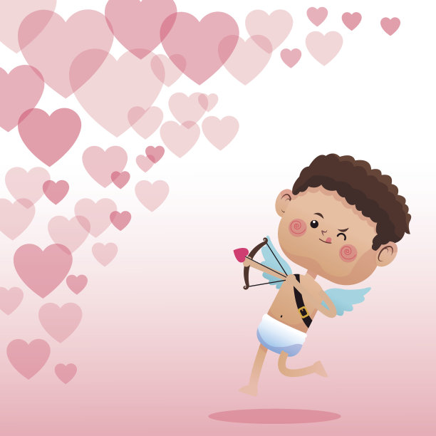 爱神丘比特情人节射弓心背景图片下载