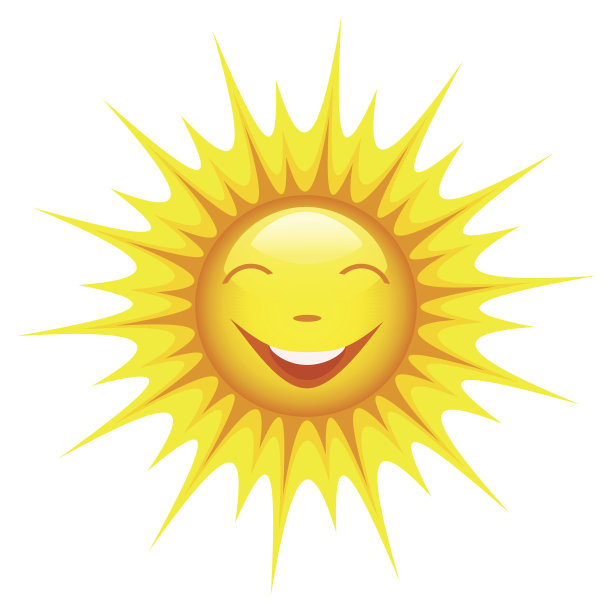 微笑的太阳孤立在白色的背景图片下载