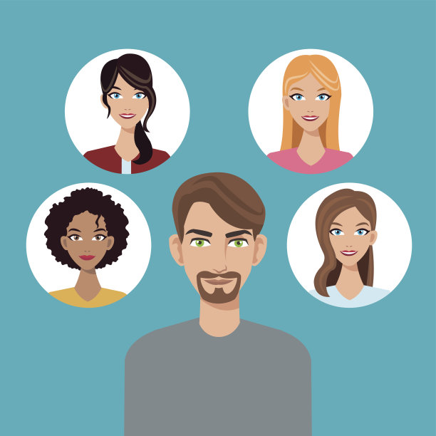 年轻人胡子社区脸图标图片下载