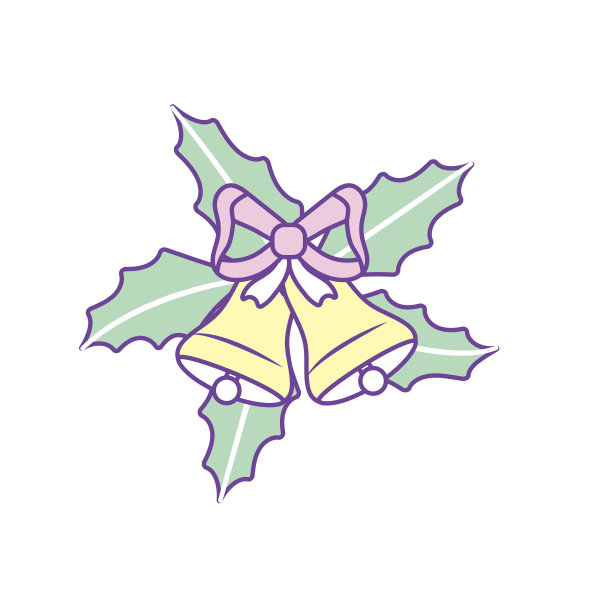 铃铛带蝴蝶结和叶子装饰图片下载