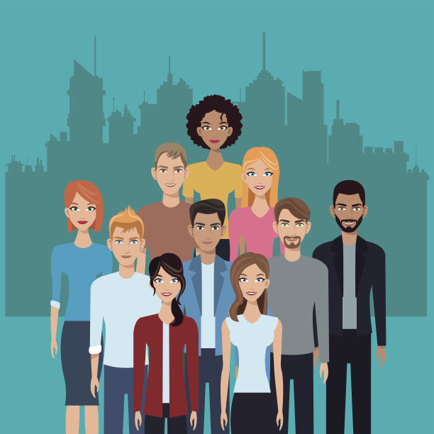 社区人的团队一起城市背景图片下载