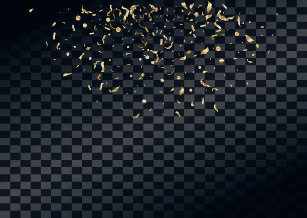 抽象的背景在空中撒满了金色的五彩纸屑。图片下载