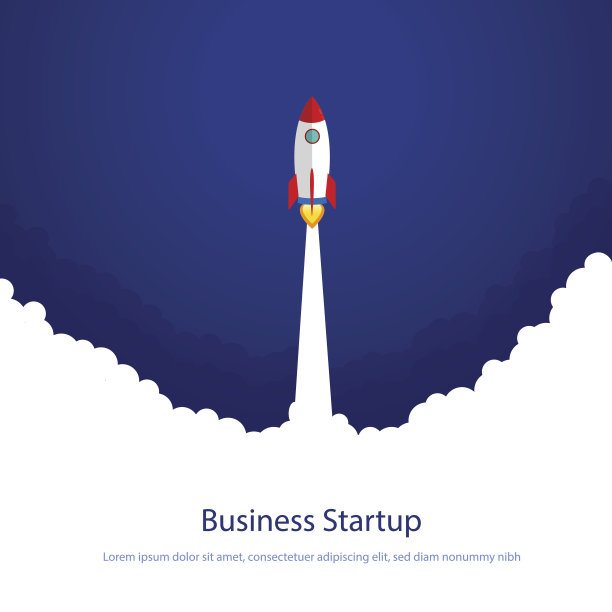 扁平式火箭。启动概念符号太空火箭飞船天空图标图片下载