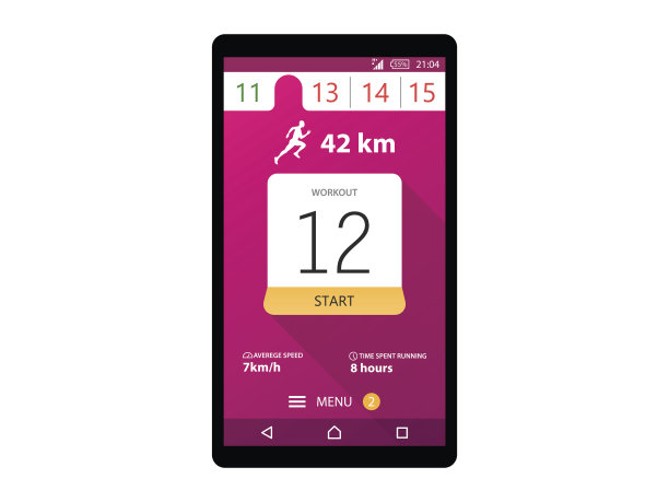 运行应用程序概念健身跟踪应用程序图形用户界面向量图片下载