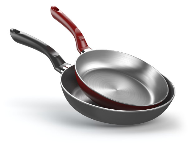 钢煎锅孤立在白色背景上图片下载