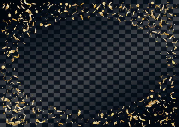 抽象的背景在空中撒满了金色的五彩纸屑。图片下载