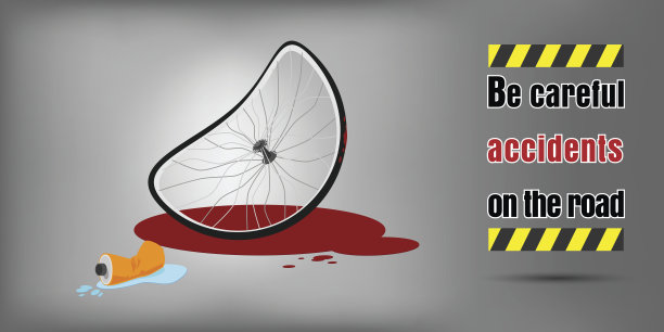 安全第一，小心交通事故，矢量插图图片下载