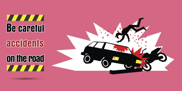 安全第一，小心交通事故，矢量插图图片下载