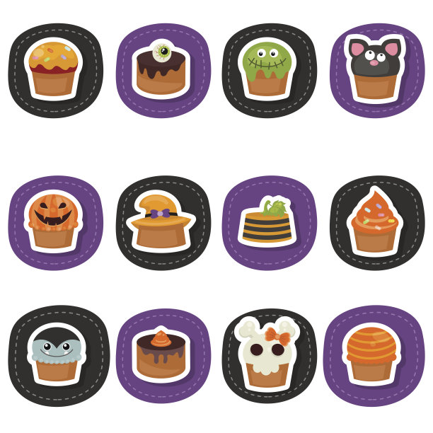 万圣节纸杯蛋糕套装图片下载