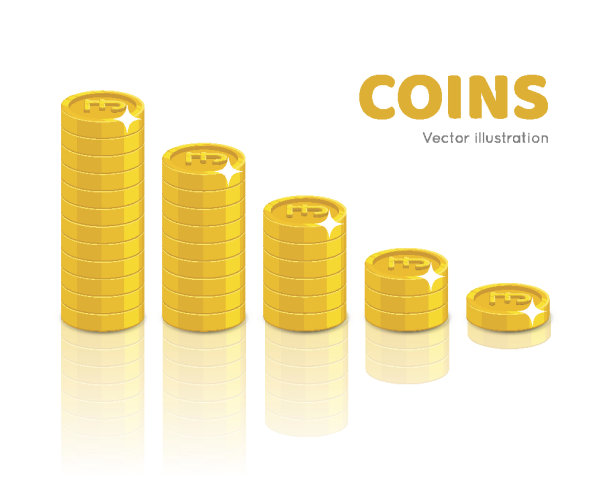 金磅堆卡通风格孤立图片下载