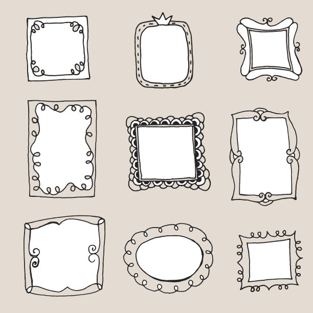 一套装饰框架手绘图片下载
