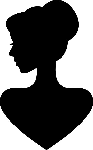 一个美丽的年轻女子的侧面剪影在一个白色的背景图片下载