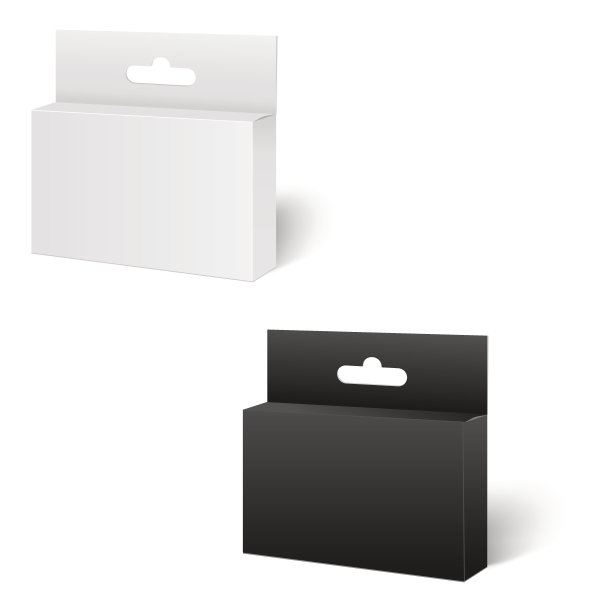 现实的白色和黑色包装盒。适用于软件、电子设备等产品。矢量插图。图片下载