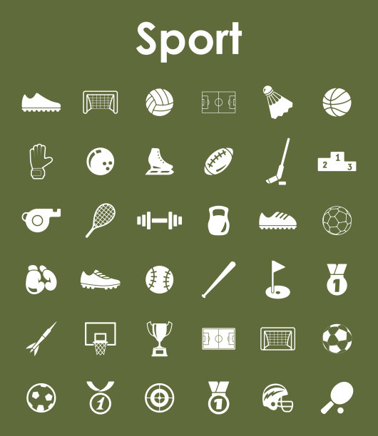 一组运动简单图标图片下载