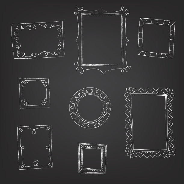 一套涂鸦框架手绘粉笔图片下载