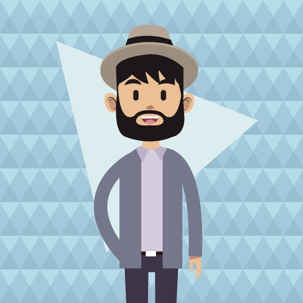 肖像潮男胡子帽抽象背景图片下载