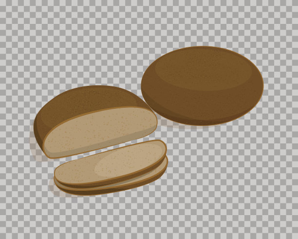 孤立的黑面包，切片在透明背景上图片下载