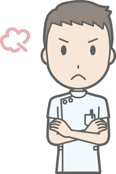 插图，一个男护士穿着白色的衣服戴着他的胳膊和生气图片下载