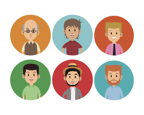 人面对不同的圆圈图标图片下载