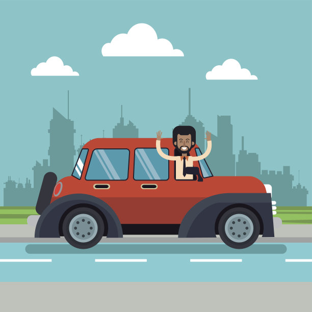 有胡须的非裔美国男人在城市背景下展示老爷车图片下载