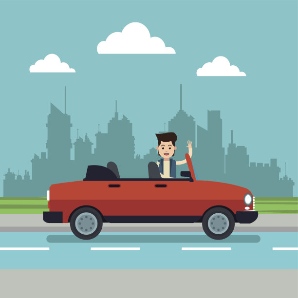 年轻人与敞篷车运动城市背景图片下载