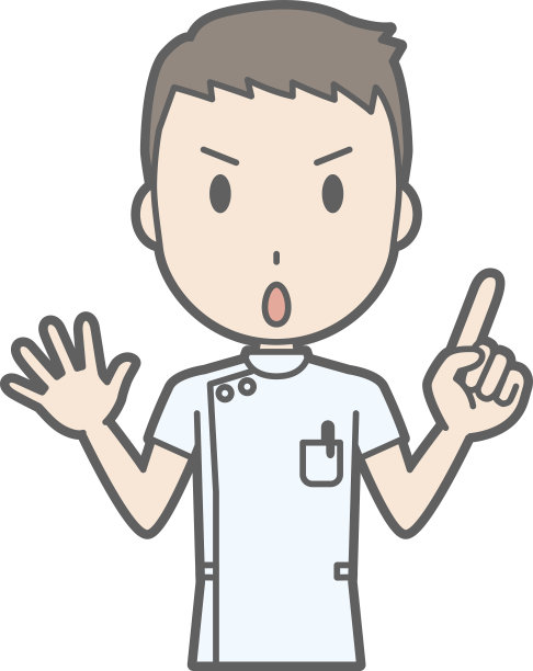 图示:一个穿白大褂的男护士用手指点图片下载