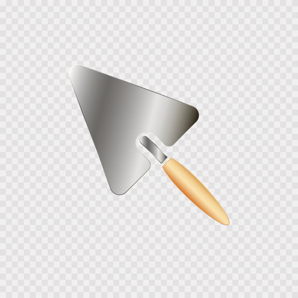 在灰色背景上有黄色手柄图标的镘刀图片下载