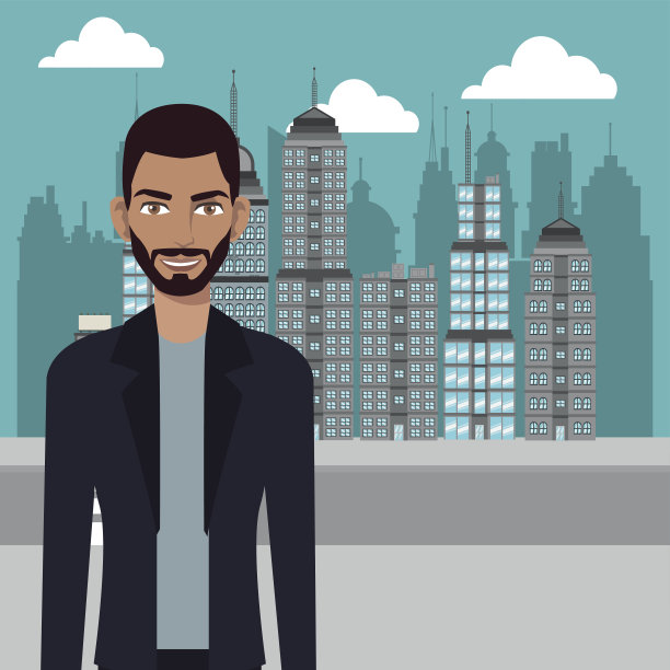 时尚休闲都市背景下的男人图片下载