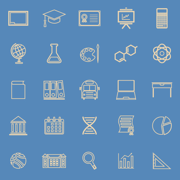 教育线颜色图标上的蓝色背景图片下载