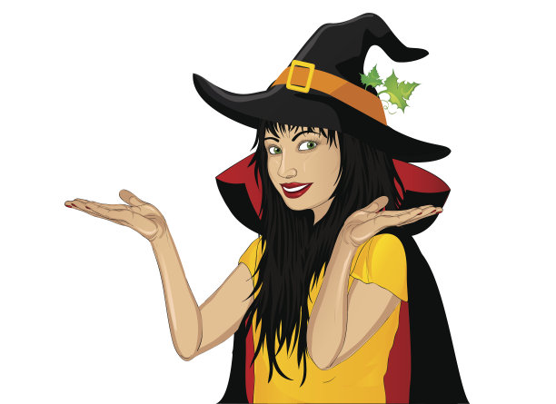 万圣节女巫装扮女孩节日邀请函广告图片下载