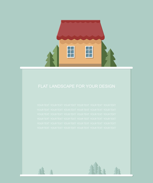 表单，文本模板。给传单的小乡村房子。平面简单矢量插图，网页设计图片下载