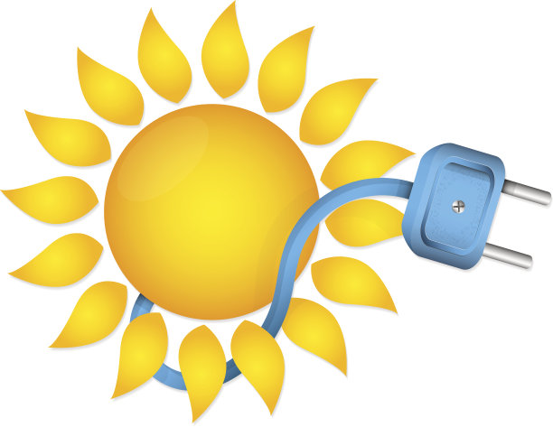 太阳和电线插头图片下载