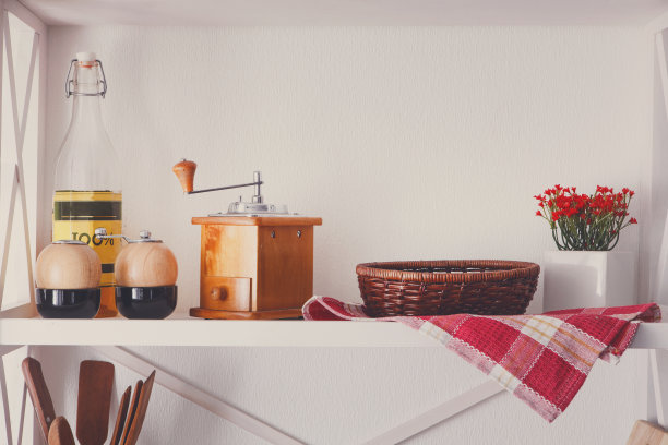 白色木架，厨房乡村家具图片下载