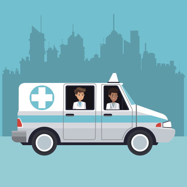 人们驾驶救护车的城市景观图片下载