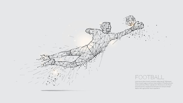 足球运动员运动的粒子和线点图片下载