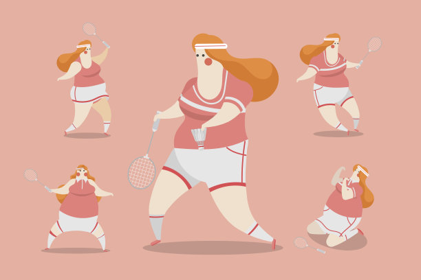 羽毛球女子人物设计图片下载