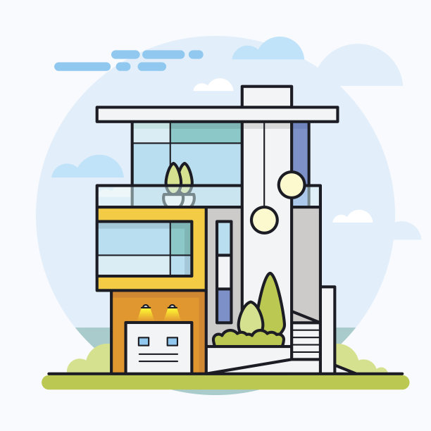 多彩的现代公寓住宅。素材图片